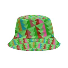 Trees Pattern Retro Pink Red Yellow Holidays Advent Christmas Inside Out Bucket Hat by Maspions