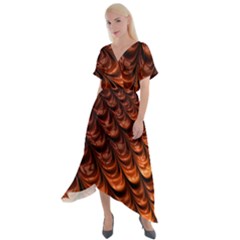 Fractal Frax Cross Front Sharkbite Hem Maxi Dress by Askadina