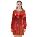 Flowers Red Long Sleeve Chiffon Shift Dress  View1