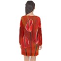 Flowers Red Long Sleeve Chiffon Shift Dress  View2