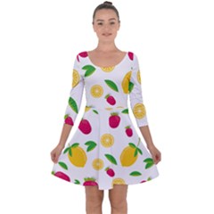 Strawberry Lemons Fruit Quarter Sleeve Skater Dress by Askadina