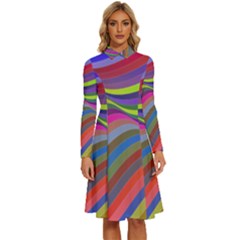 Psychedelic Surreal Background Long Sleeve Shirt Collar A-line Dress by Askadina