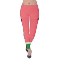 Watermelon Melon Fruit Healthy Food Meal Breakfast Lunch Juice Lemonade Summer Velvet Leggings by Maspions