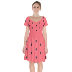 Watermelon Melon Fruit Healthy Food Meal Breakfast Lunch Juice Lemonade Summer Short Sleeve Bardot Dress by Maspions