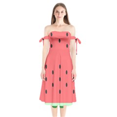 Watermelon Melon Fruit Healthy Food Meal Breakfast Lunch Juice Lemonade Summer Shoulder Tie Bardot Midi Dress by Maspions