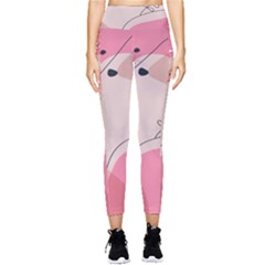 Pink Pattern Line Art Texture Minimalist Design Pocket Leggings  by Maspions