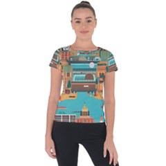 City Painting Town Urban Artwork Short Sleeve Sports Top  by Maspions