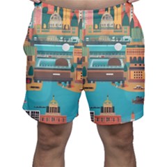 City Painting Town Urban Artwork Men s Shorts by Maspions