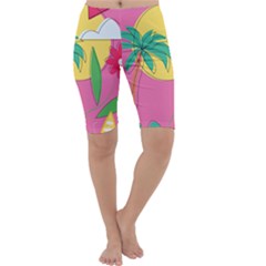 Ocean Watermelon Vibes Summer Surfing Sea Fruits Organic Fresh Beach Nature Cropped Leggings  by Maspions