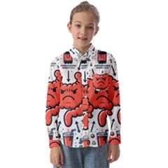 Health Gut Health Intestines Colon Body Liver Human Lung Junk Food Pizza Kids  Long Sleeve Shirt by Maspions