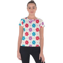 Abstract Art Pattern Colorful Artistic Flower Nature Spring Short Sleeve Sports Top  by Bedest