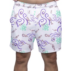 Fish Lilies Sea Aquatic Flowers Algae Bubble Animal Wildlife Nature Ocean Men s Shorts by Bedest