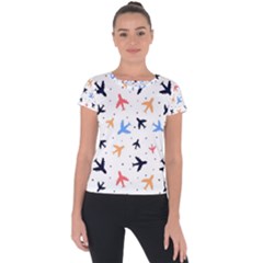 Airplane Pattern Plane Aircraft Fabric Style Simple Seamless Short Sleeve Sports Top  by Bedest