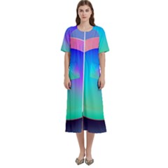 Circle Colorful Rainbow Spectrum Button Gradient Women s Cotton Short Sleeve Nightgown by Maspions