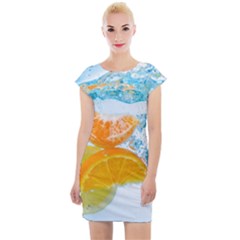 Fruits, Fruit, Lemon, Lime, Mandarin, Water, Orange Cap Sleeve Bodycon Dress by nateshop