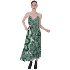 Green Ornament Texture, Green Flowers Retro Background Tie Back Maxi Dress by nateshop