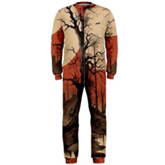 Comic Gothic Macabre Vampire Haunted Red Sky Onepiece Jumpsuit (men) by Maspions