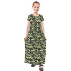 Camouflage Pattern Kids  Short Sleeve Maxi Dress by goljakoff