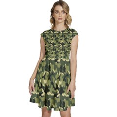 Camouflage Pattern Cap Sleeve High Waist Dress by goljakoff