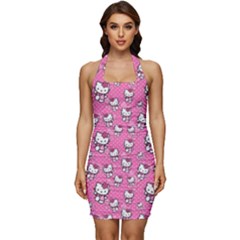 Hello Kitty Pattern, Hello Kitty, Child Sleeveless Wide Square Neckline Ruched Bodycon Dress by nateshop