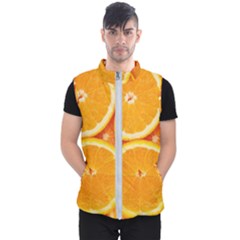 Oranges Textures, Close-up, Tropical Fruits, Citrus Fruits, Fruits Men s Puffer Vest by nateshop