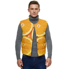 Oranges Textures, Close-up, Tropical Fruits, Citrus Fruits, Fruits Men s Button Up Puffer Vest	 by nateshop