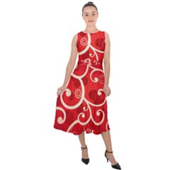 Patterns, Corazones, Texture, Red, Midi Tie-back Chiffon Dress by nateshop