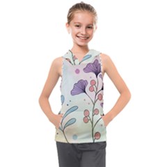 Flower Paint Flora Nature Plant Kids  Sleeveless Hoodie by Maspions