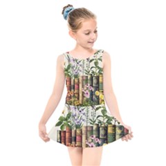 Books Flowers Book Flower Flora Floral Kids  Skater Dress Swimsuit