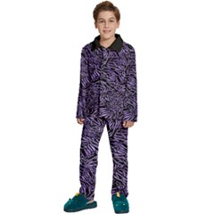 Enigmatic Plum Mosaic Kids  Long Sleeve Velvet Pajamas Set by dflcprintsclothing