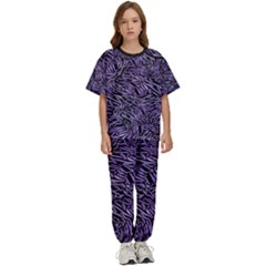 Enigmatic Plum Mosaic Kids  T-shirt And Pants Sports Set by dflcprintsclothing