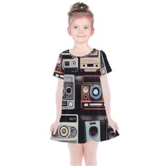 Retro Cameras Old Vintage Antique Technology Wallpaper Retrospective Kids  Simple Cotton Dress by Grandong