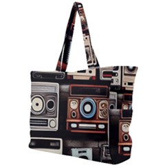 Retro Cameras Old Vintage Antique Technology Wallpaper Retrospective Simple Shoulder Bag by Grandong