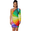 bring colors to your day Long Sleeve One Shoulder Mini Dress View1