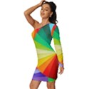 bring colors to your day Long Sleeve One Shoulder Mini Dress View2