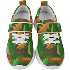 Leaves Foliage Pattern Oak Autumn Kids  Velcro Strap Shoes by Maspions