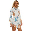 Rain Umbrella Pattern Water Womens Long Sleeve Shirt Dress View3