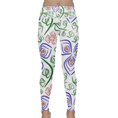 Bloom Nature Plant Pattern Lightweight Velour Classic Yoga Leggings by Maspions