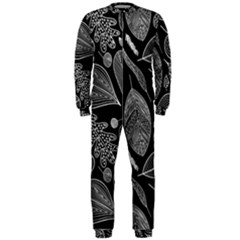 Leaves Flora Black White Nature Onepiece Jumpsuit (men) by Maspions