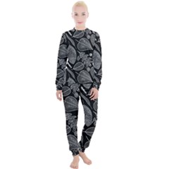 Leaves Flora Black White Nature Women s Lounge Set by Maspions