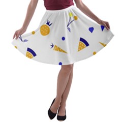 Pattern-fruit-apples-green A-line Skater Skirt by Maspions