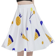 Pattern-fruit-apples-green A-line Full Circle Midi Skirt With Pocket by Maspions