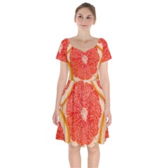 Grapefruit-fruit-background-food Short Sleeve Bardot Dress by Maspions