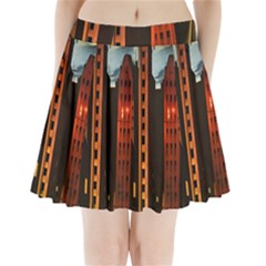 Sci-fi Futuristic Science Fiction City Neon Scene Artistic Technology Machine Fantasy Gothic Town Bu Pleated Mini Skirt by Posterlux