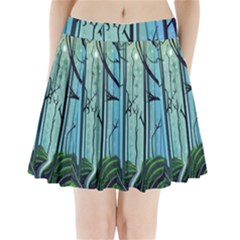 Nature Outdoors Night Trees Scene Forest Woods Light Moonlight Wilderness Stars Pleated Mini Skirt by Posterlux