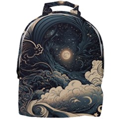 Starry Sky Moon Space Cosmic Galaxy Nature Art Clouds Art Nouveau Abstract Mini Full Print Backpack by Posterlux