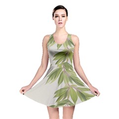 Watercolor Leaves Branch Nature Plant Growing Still Life Botanical Study Reversible Skater Dress by Posterlux