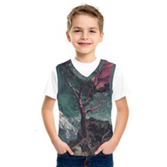 Night Sky Nature Tree Night Landscape Forest Galaxy Fantasy Dark Sky Planet Kids  Basketball Tank Top by Posterlux