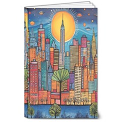 City New York Nyc Skyscraper Skyline Downtown Night Business Urban Travel Landmark Building Architec 8  X 10  Softcover Notebook by Posterlux