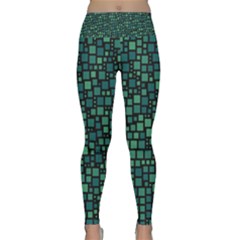 Squares Cubism Geometric Background Lightweight Velour Classic Yoga Leggings by Maspions